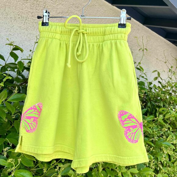 Frankies Bikinis Burl Lounge Shorts Butterfly Green Pink Size Small - Picture 2 of 10